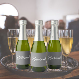Étiquettes Pour Bouteilles De Vin Mousseux Mariage de script stylisé gris foncé