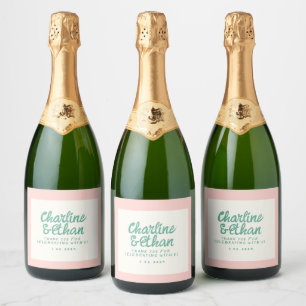Étiquettes Pour Bouteilles De Vin Mousseux Mariage d'écriture manuscrite Pastel Retro