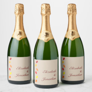 Étiquettes Pour Bouteilles De Vin Mousseux Mariage des feuilles automnales