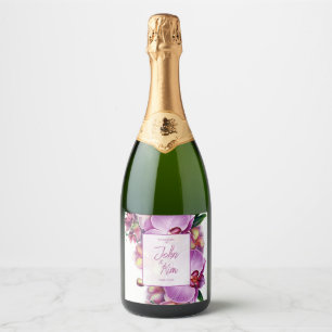 Étiquettes Pour Bouteilles De Vin Mousseux Mariage d'orchidées florales