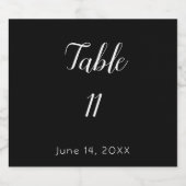 Étiquettes Pour Bouteilles De Vin Mousseux Mariage du numéro de table noir et blanc (Étiquettes simples)