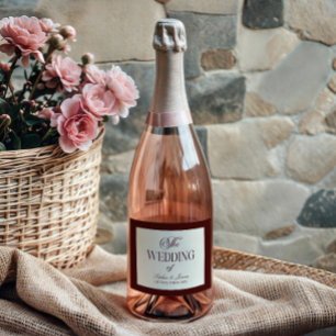 Étiquettes Pour Bouteilles De Vin Mousseux Mariage Élégant Vintage Ivoire Bourgogne Foncé