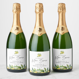 Étiquettes Pour Bouteilles De Vin Mousseux Mariage Estival Moderne au Citron et aux Agrumes