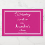 Étiquettes Pour Bouteilles De Vin Mousseux Mariage Faveurs Chic Script Noms Magenta Mini (Étiquettes simples)