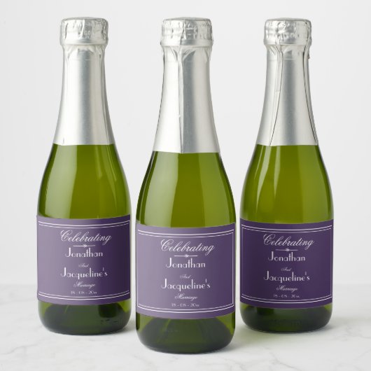 Étiquettes Pour Bouteilles De Vin Mousseux Mariage Favours Chic Script Dusty Purple Mignonne  (Bouteilles)