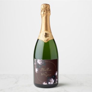 Étiquettes Pour Bouteilles De Vin Mousseux Mariage floral de Bourgogne
