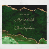 Étiquettes Pour Bouteilles De Vin Mousseux Mariage Gold Green Agate (Étiquettes simples)