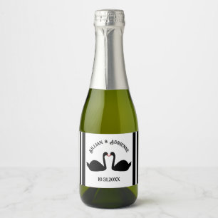 Étiquettes Pour Bouteilles De Vin Mousseux Mariage gothique Baiser Black Swans Personnalisé