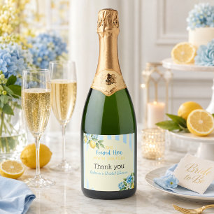 Étiquettes Pour Bouteilles De Vin Mousseux Mariage Lemon Blue Main Squeeze