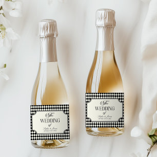 Étiquettes Pour Bouteilles De Vin Mousseux Mariage Luxueux de Style Ancien Noir Ivoire Vintag