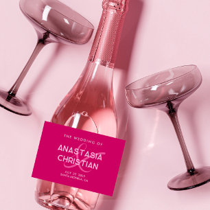 Étiquettes Pour Bouteilles De Vin Mousseux Mariage Magenta Moderne et Audacieux