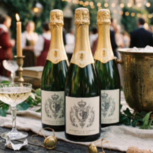 Étiquettes Pour Bouteilles De Vin Mousseux Mariage Médiéval Fantastique Gravure Noir Vintage