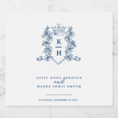 Étiquettes Pour Bouteilles De Vin Mousseux Mariage monogramme bleu marine foncé (Étiquettes simples)