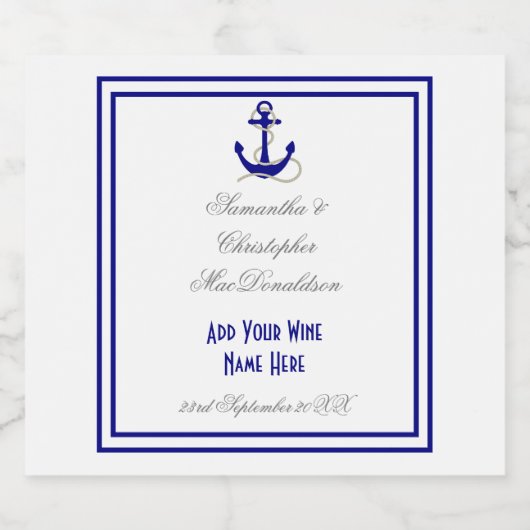 Étiquettes Pour Bouteilles De Vin Mousseux mariage nautique Ancre (Étiquettes simples)