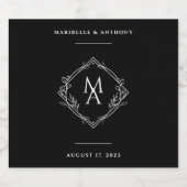 Étiquettes Pour Bouteilles De Vin Mousseux Mariage noir de diamant Floral (Étiquettes simples)