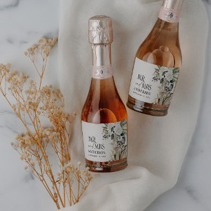 Étiquettes Pour Bouteilles De Vin Mousseux Mariage pampas eucalyptus moderne m et mme party
