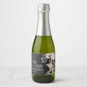 Étiquettes Pour Bouteilles De Vin Mousseux Mariage pampas eucalyptus moderne noir parti (Devant)