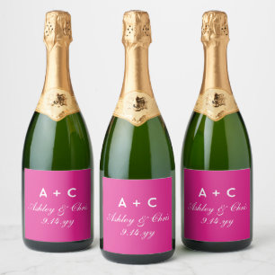 Étiquettes Pour Bouteilles De Vin Mousseux Mariage personnalisé rose moderne Champagne Favori
