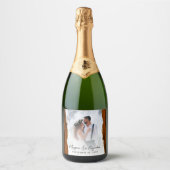 Étiquettes Pour Bouteilles De Vin Mousseux Mariage Photo Burnt Orange Gold Agate Script (Devant)
