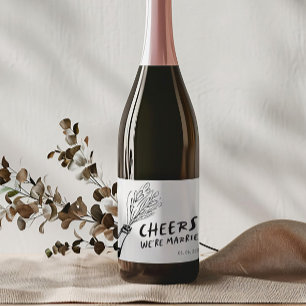 Étiquettes Pour Bouteilles De Vin Mousseux Mariage rétro Funky moderne