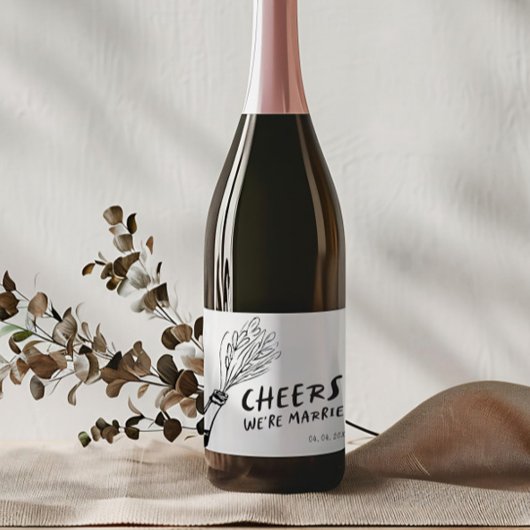 Étiquettes Pour Bouteilles De Vin Mousseux Mariage rétro Funky moderne