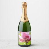 Étiquettes Pour Bouteilles De Vin Mousseux Mariage rose Lotus (Devant)