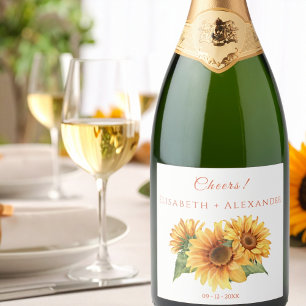 Étiquettes Pour Bouteilles De Vin Mousseux Mariage tournesol