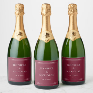 Étiquettes Pour Bouteilles De Vin Mousseux Mariage Typographie Élégante Bourgogne