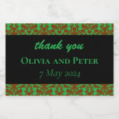 Étiquettes Pour Bouteilles De Vin Mousseux mariage vert Brown modèle damé (Étiquettes simples)