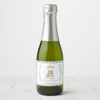 Étiquettes Pour Bouteilles De Vin Mousseux Mariage vintage : vert et bleu