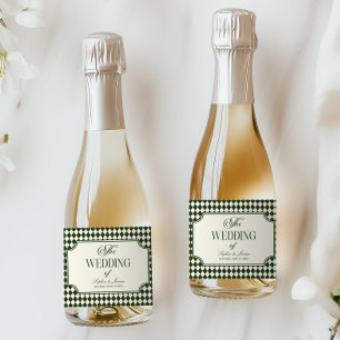 Étiquettes Pour Bouteilles De Vin Mousseux Mariage Vintage Vert Olive Argent Ancien Luxe