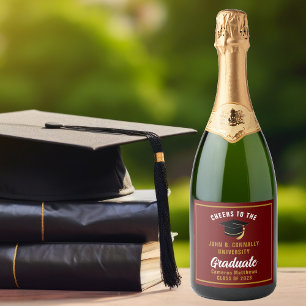 Étiquettes Pour Bouteilles De Vin Mousseux Maroon Gold Graduate Chic Custom Graduate Party