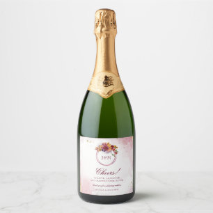 Étiquettes Pour Bouteilles De Vin Mousseux Marsala Bourgogne Aquarelle Elégante Mariage Feuil