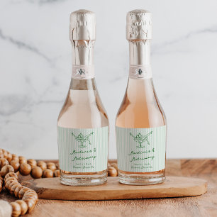 Étiquettes Pour Bouteilles De Vin Mousseux Martinis Verts & Matrimoni Fantaisistes Dessinés à