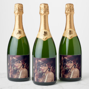 Étiquettes Pour Bouteilles De Vin Mousseux Masquerade Photo Sweet 16 Anniversaire