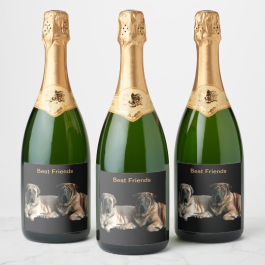 Étiquettes Pour Bouteilles De Vin Mousseux Mastiff Best Friends (Bouteilles)