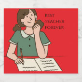 ÉTIQUETTES POUR BOUTEILLES DE VIN MOUSSEUX MEILLEUR ENSEIGNANT FOREVERY (Étiquettes simples)