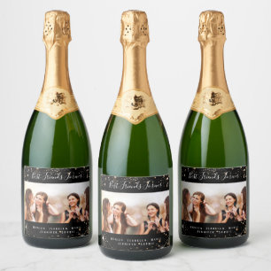 Étiquettes Pour Bouteilles De Vin Mousseux Meilleure amie pour toujours photo paillettes en o