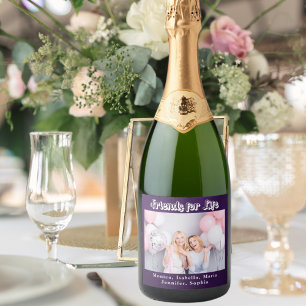 Étiquettes Pour Bouteilles De Vin Mousseux Meilleures amies photo noms violets fête