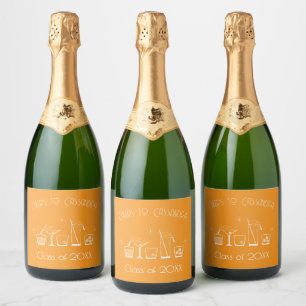 Étiquettes Pour Bouteilles De Vin Mousseux Menu du bar orange pour la fête de remise des dipl
