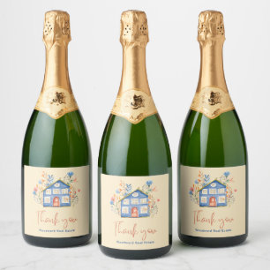 Étiquettes Pour Bouteilles De Vin Mousseux Merci des clients de l'agent immobilier