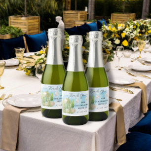 Étiquettes Pour Bouteilles De Vin Mousseux Merci Gazebo fleurs colombes Mariage cadeau de lux