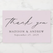 Étiquettes Pour Bouteilles De Vin Mousseux Merci Mariage de lavande de script élégant moderne (Étiquettes simples)