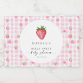 Étiquettes Pour Bouteilles De Vin Mousseux Merci rond Baby shower de fraise Berry Sweet (Étiquettes simples)