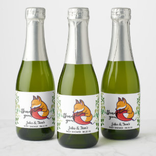 Étiquettes Pour Bouteilles De Vin Mousseux Mignonne Fox Merci Baby shower Favoriser Mini