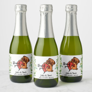 Étiquettes Pour Bouteilles De Vin Mousseux Mignons Carlins Merci Baby shower Favoriser Mini