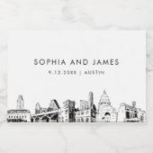 Étiquettes Pour Bouteilles De Vin Mousseux Mini Austin Texas Skyline (Étiquettes simples)