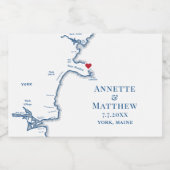 Étiquettes Pour Bouteilles De Vin Mousseux Mini bouteille de Mariage York Beach Maine (Étiquettes simples)