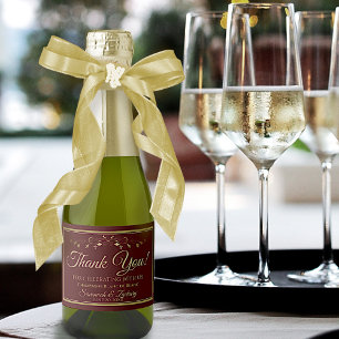 Étiquettes Pour Bouteilles De Vin Mousseux Mini Mariage Brown Gold & Auburn