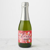 Étiquettes Pour Bouteilles De Vin Mousseux Mini Mariage Fête de Fiançailles Aquarelle Roses R (Devant)